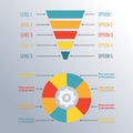 Funnel symbol and circle infographics template. Infographic or web design element . Template for marketing, conversion or sales.